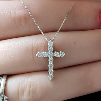 14Kt Gold 0.50 Ct Genuine Natural Diamond Cross Pendant Necklace