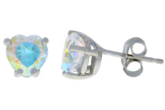 14Kt White Gold Mercury Mist Mystic Topaz Heart Stud Earrings