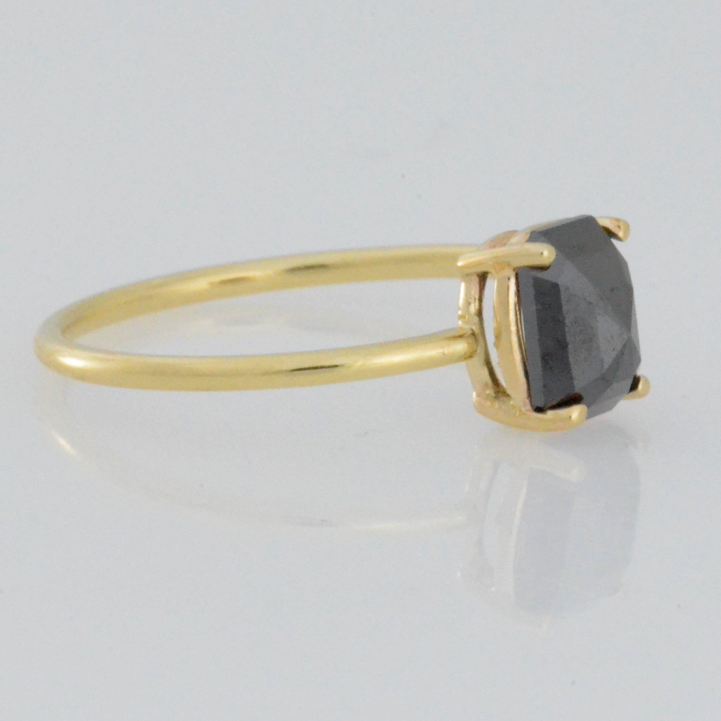 14Kt Gold 0.86 Ct Natural Rose Cut Black Diamond Ring
