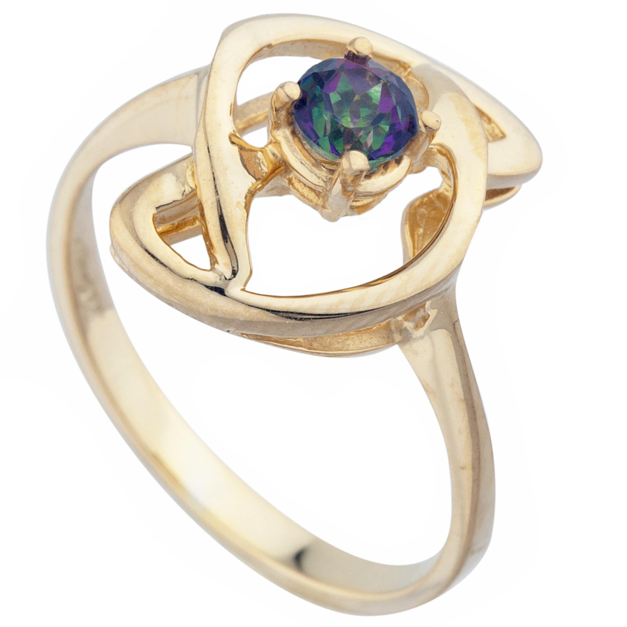 14Kt Gold Natural Mystic Topaz Infinity Design Ring