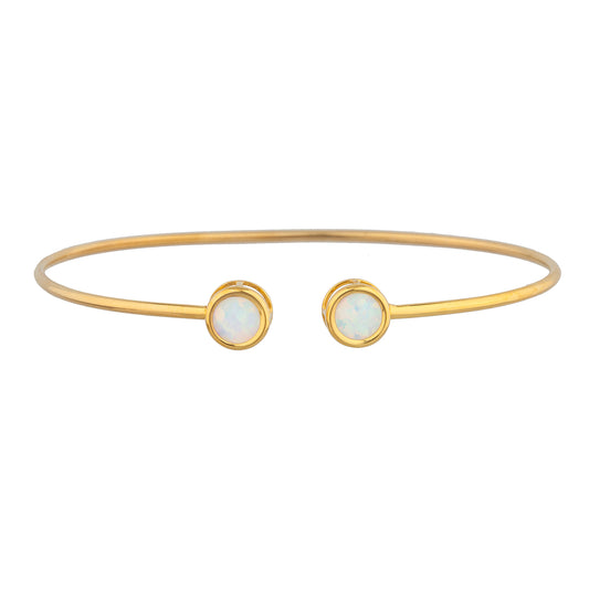 14Kt Gold Opal Round Bezel Bangle Bracelet