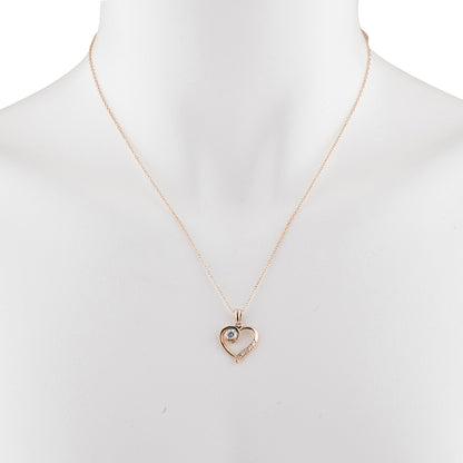 14Kt Rose Gold Plated Zirconia & Diamond Heart Pendant