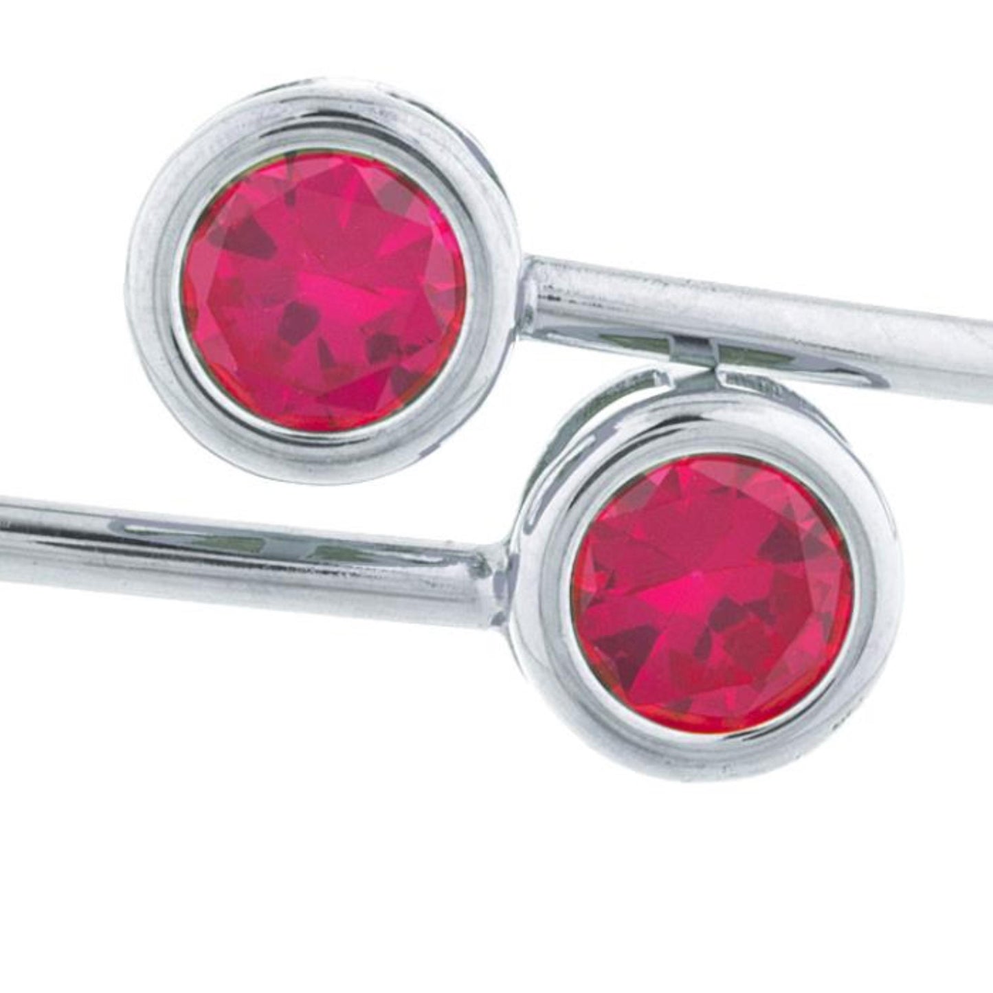 2 Ct Created Ruby Round Bezel Bangle Bracelet .925 Sterling Silver