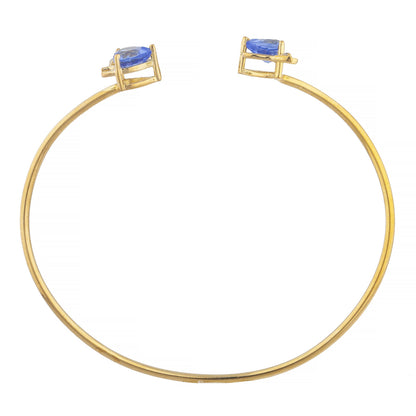 14Kt Gold Tanzanite & Diamond Devil Heart Bangle Bracelet