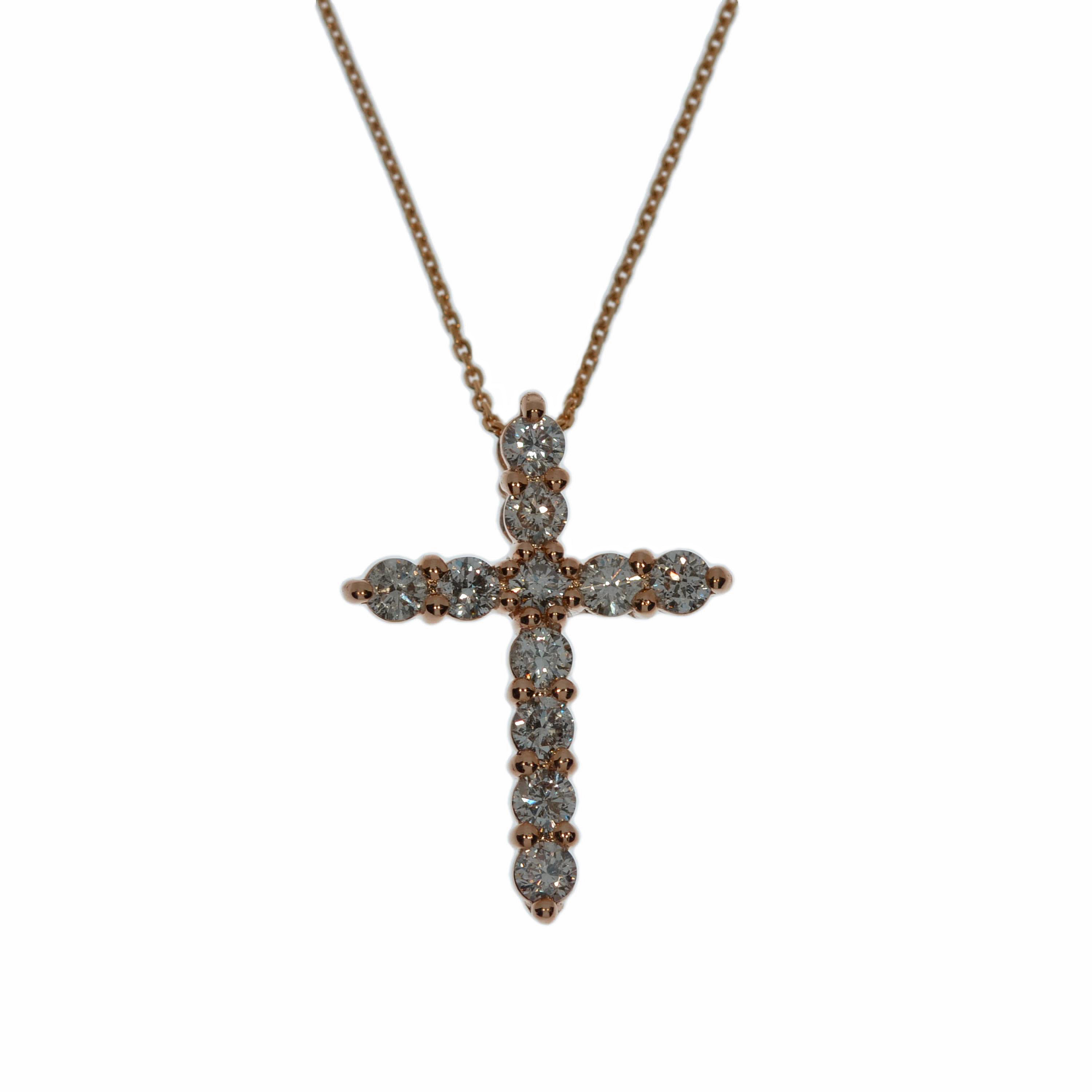14Kt Gold 0.50 Ct Genuine Natural Diamond Cross Pendant Necklace