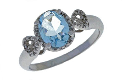 2 Ct Genuine Aquamarine & Diamond Oval Heart Ring .925 Sterling Silver Rhodium Finish