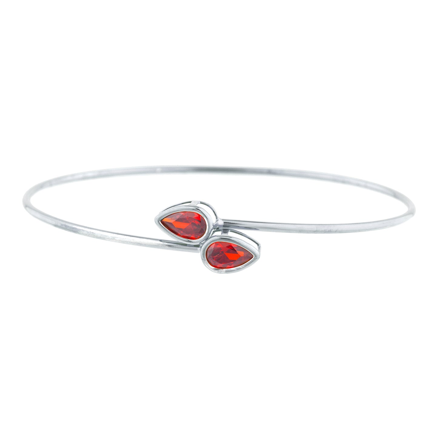 2 Ct Garnet Pear Bezel Bangle Bracelet .925 Sterling Silver