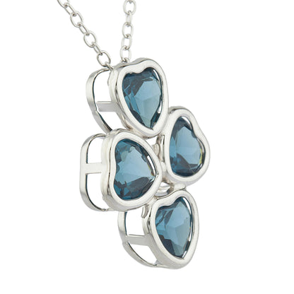 London Blue Topaz Heart Bezel Pendant .925 Sterling Silver