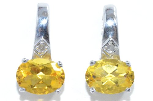 2 Ct Citrine Oval Diamond Stud Earrings .925 Sterling Silver