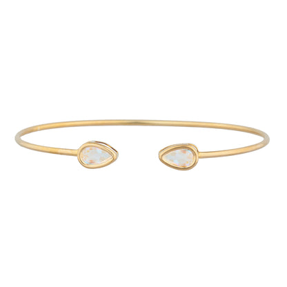 14Kt Yellow Gold Plated Natural Mercury Mist Mystic Topaz Pear Bezel Bangle Bracelet