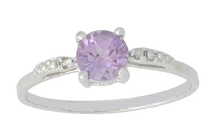 1 Ct Alexandrite & Diamond Round Ring .925 Sterling Silver Rhodium Finish