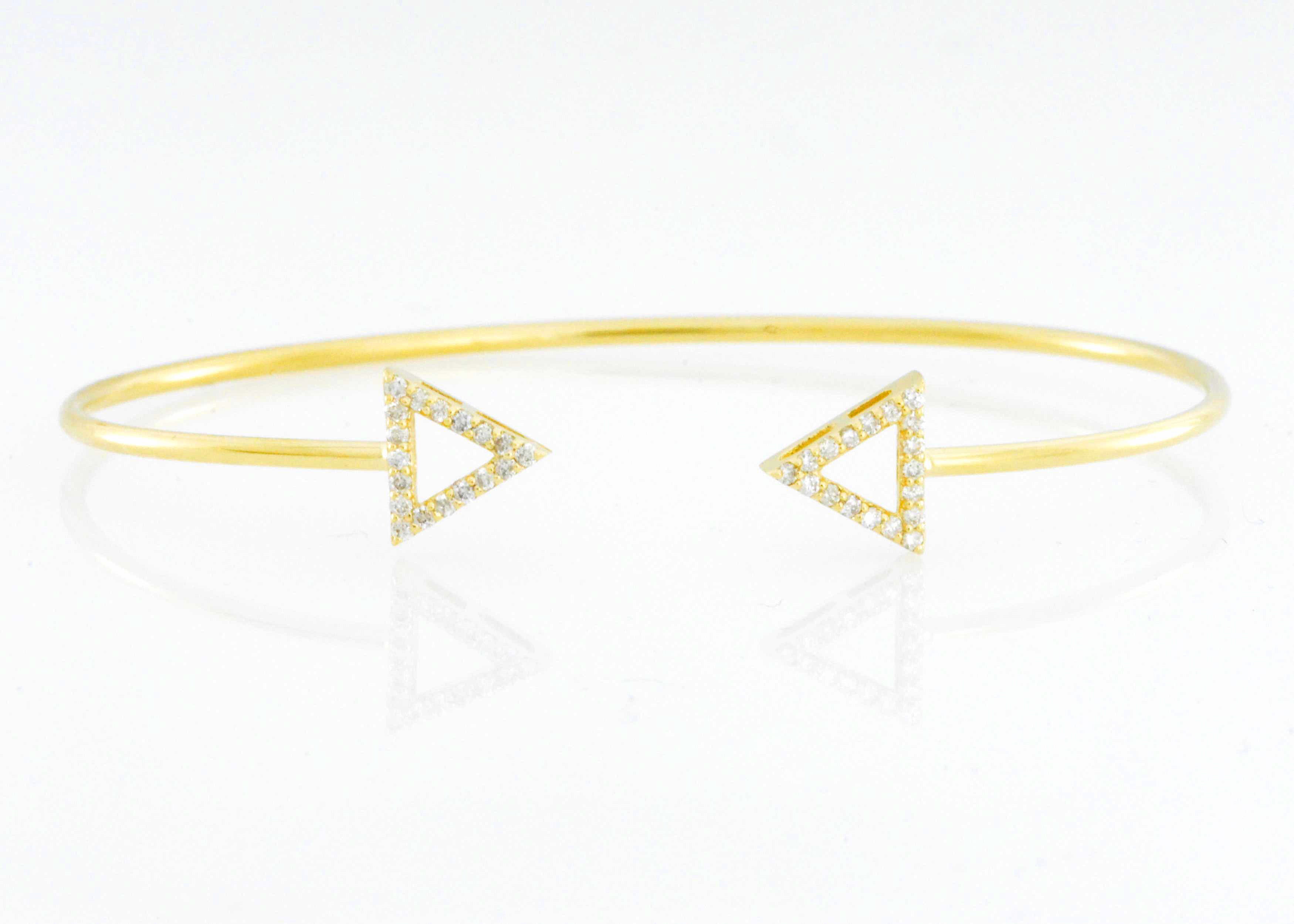 14Kt Gold Open Triangle Diamond Bangle Bracelet