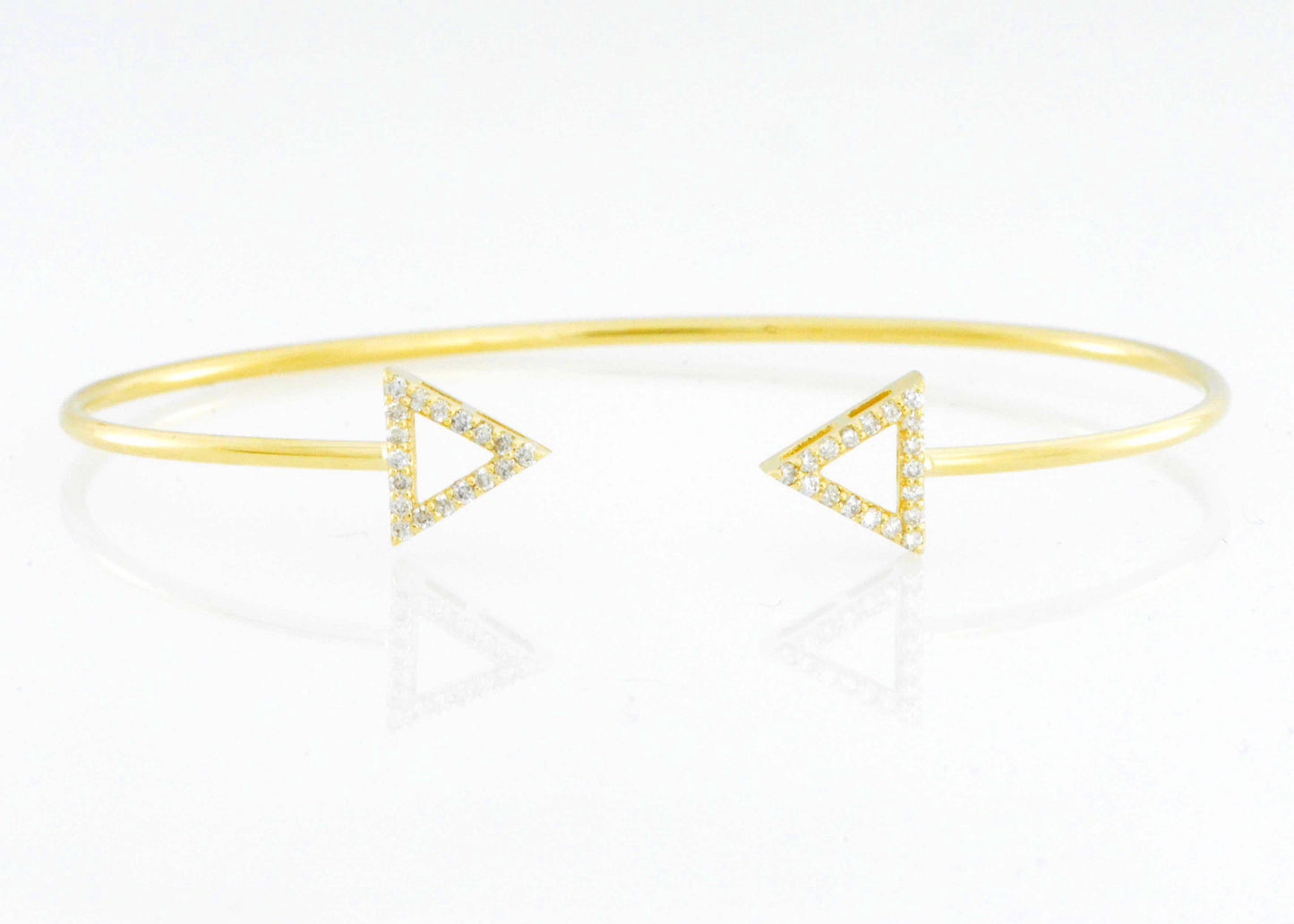 14Kt Gold Open Triangle Diamond Bangle Bracelet