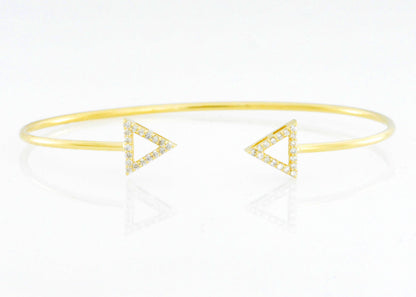 14Kt Gold Open Triangle Diamond Bangle Bracelet