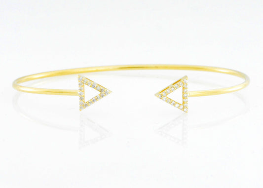 14Kt Gold Open Triangle Diamond Bangle Bracelet