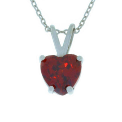 14Kt Gold Garnet Open Heart Pendant Necklace