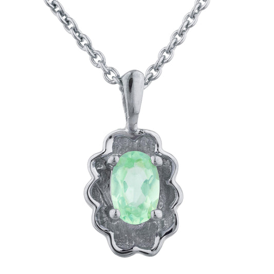 0.50 Ct Green Sapphire Oval Design Pendant .925 Sterling Silver