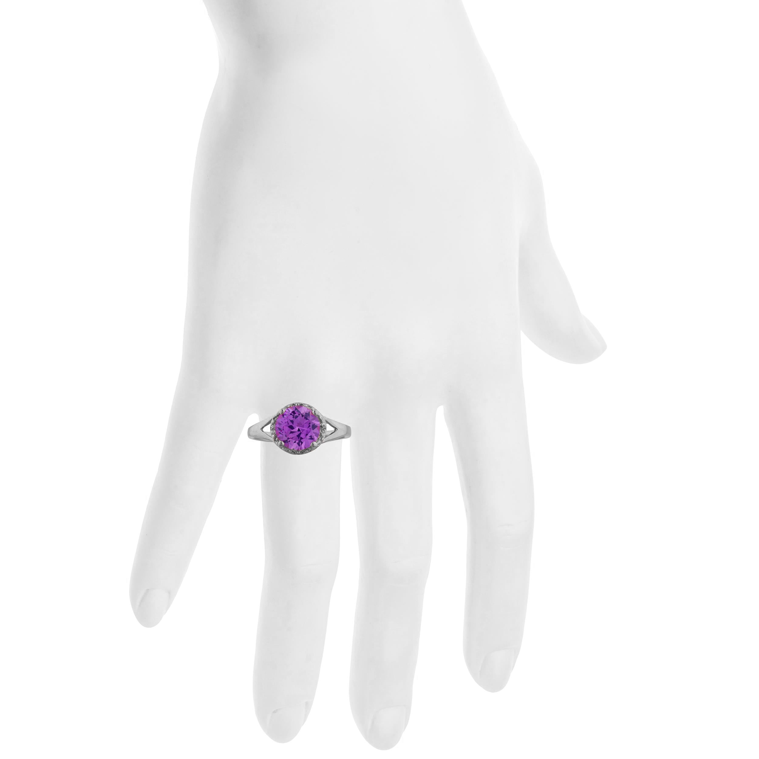 14Kt Gold 2 Ct Pink Sapphire & Diamond Halo Design Round Ring