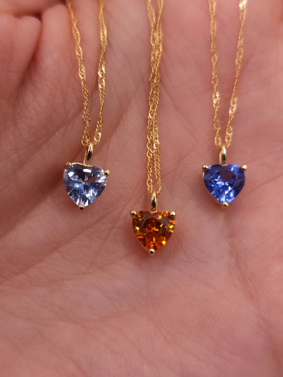 14Kt Gold Tanzanite Heart Pendant Necklace