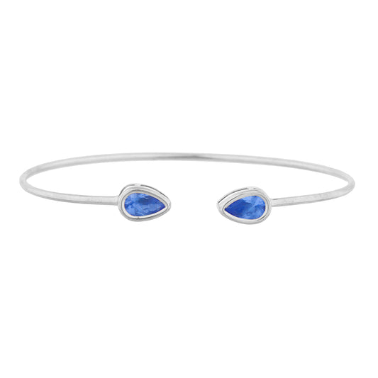 2 Ct Tanzanite Pear Bezel Bangle Bracelet .925 Sterling Silver