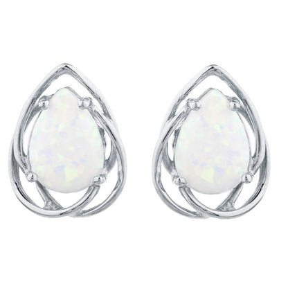 14Kt Gold Opal Pear Teardrop Design Stud Earrings