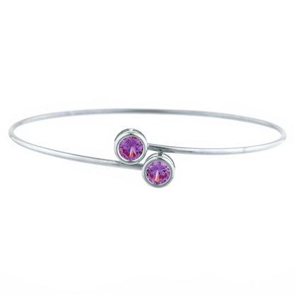 2 Ct Alexandrite Round Bezel Bangle Bracelet .925 Sterling Silver