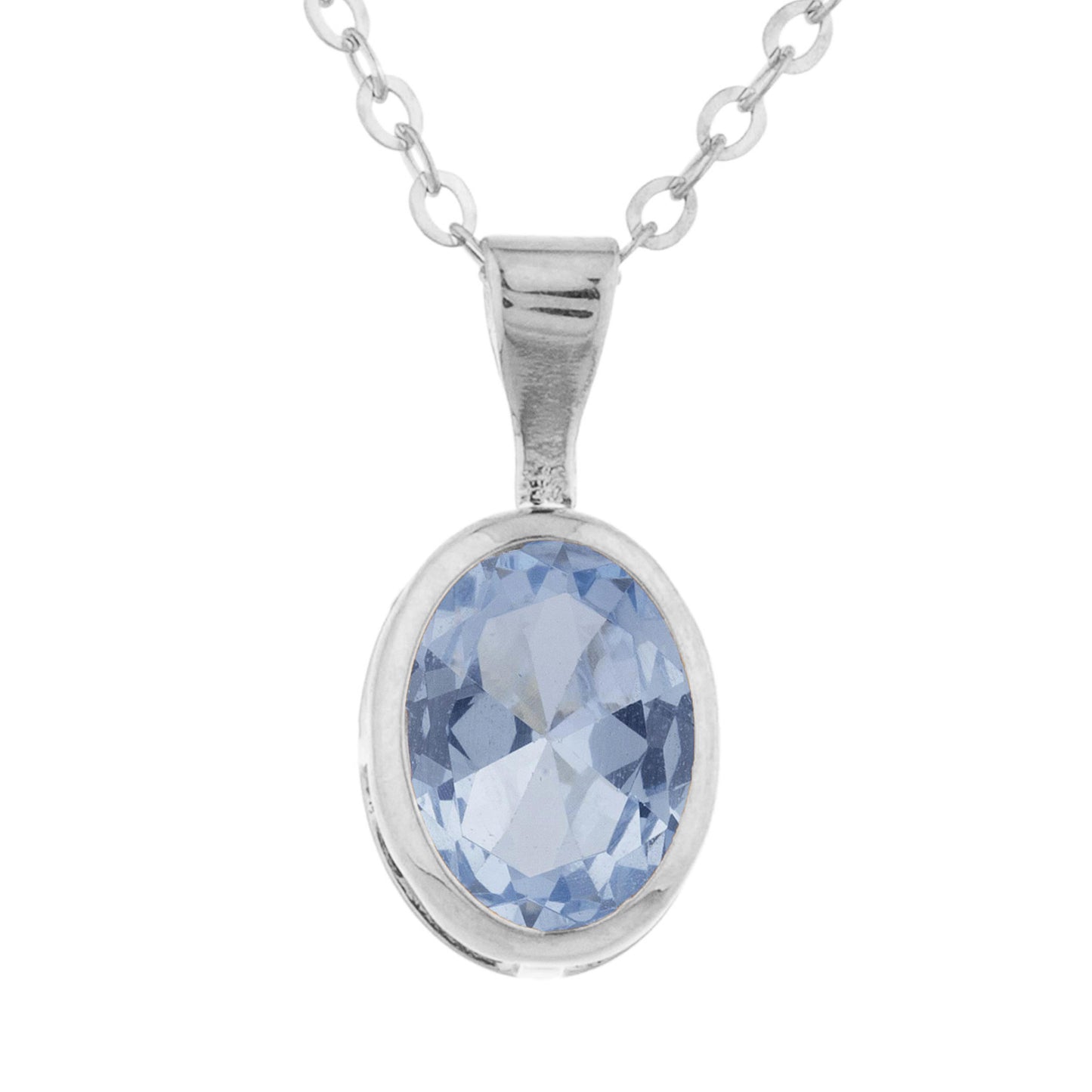 14Kt Gold Aquamarine Oval Bezel Pendant Necklace