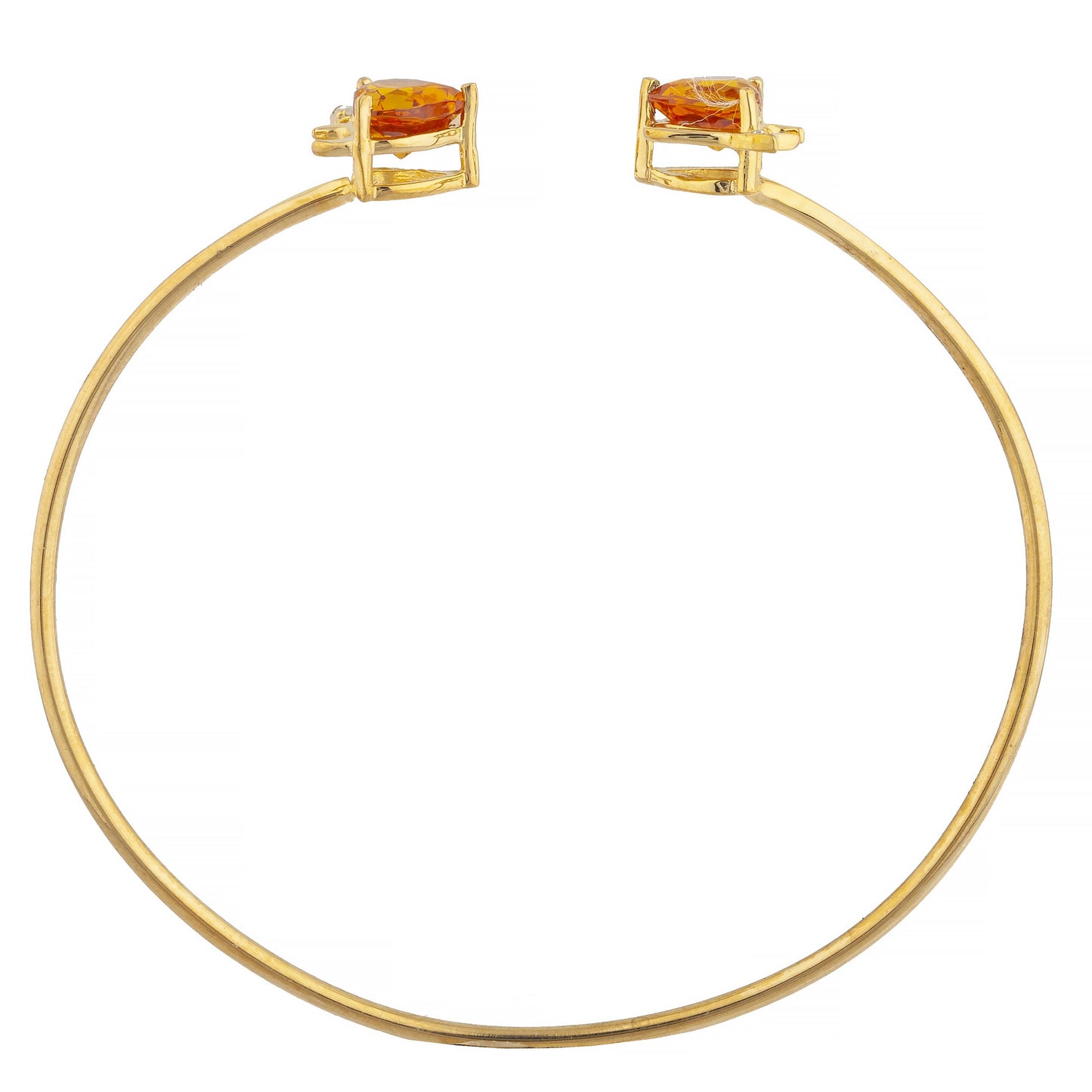 Orange Citrine & Diamond Devil Heart Bangle Bracelet 14Kt Yellow Gold Rose Gold Silver