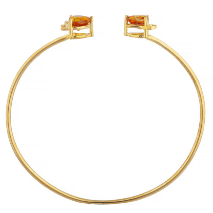 Orange Citrine & Diamond Devil Heart Bangle Bracelet 14Kt Yellow Gold Rose Gold Silver