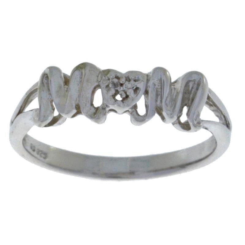 Mom Heart Diamond Ring .925 Sterling Silver