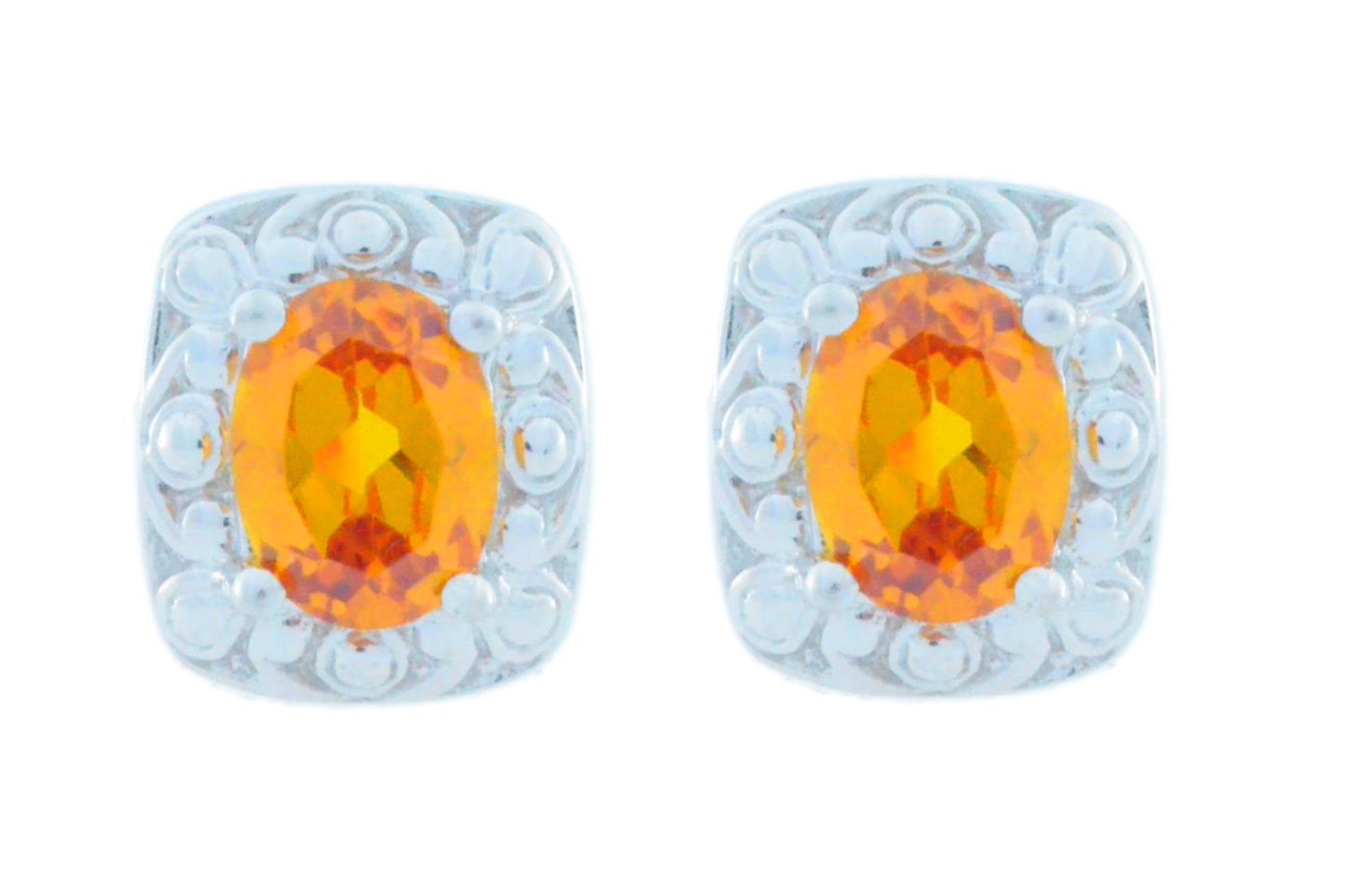 3 Ct Citrine Oval Stud Earrings .925 Sterling Silver