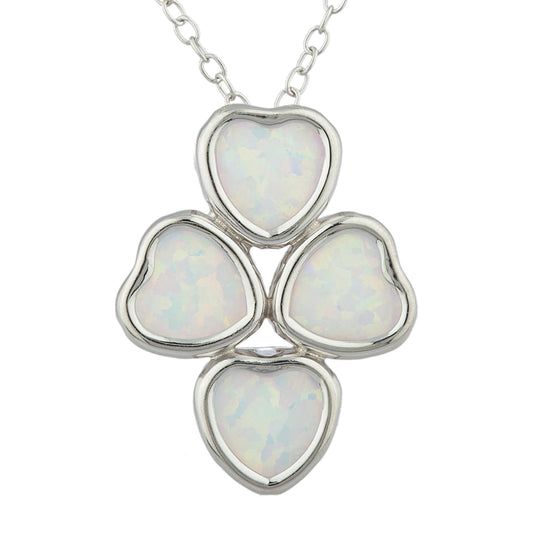 Opal Heart Bezel Pendant .925 Sterling Silver