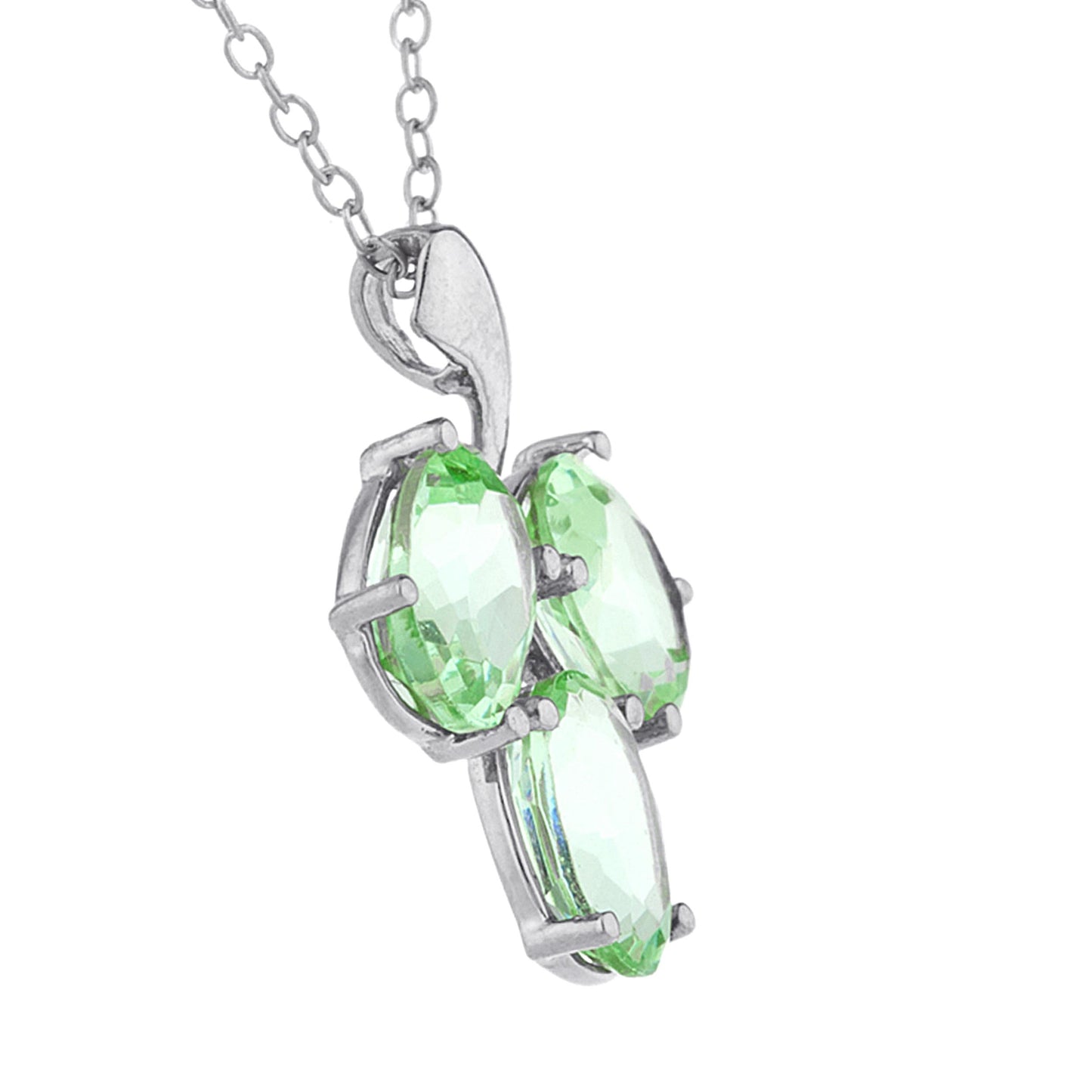 4.5 Ct Green Sapphire Oval Design Pendant .925 Sterling Silver