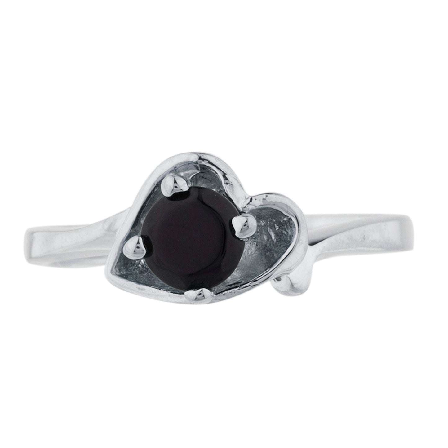 14Kt Gold Genuine Black Onyx Round Heart Ring