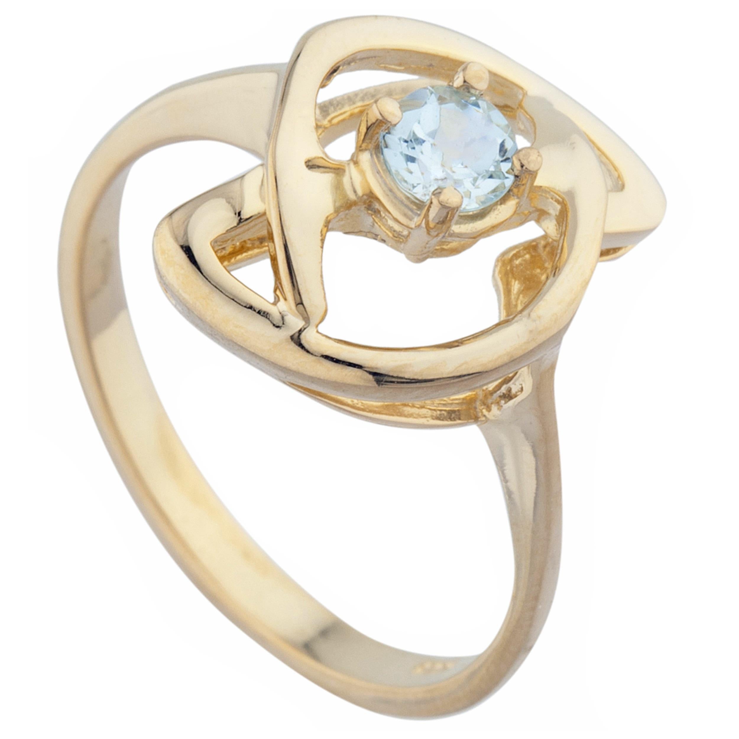 14Kt Gold Aquamarine Infinity Design Ring