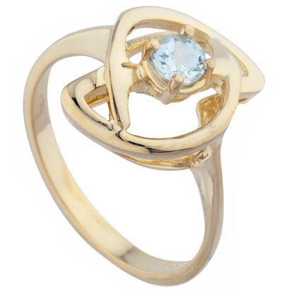 14Kt Gold Aquamarine Infinity Design Ring