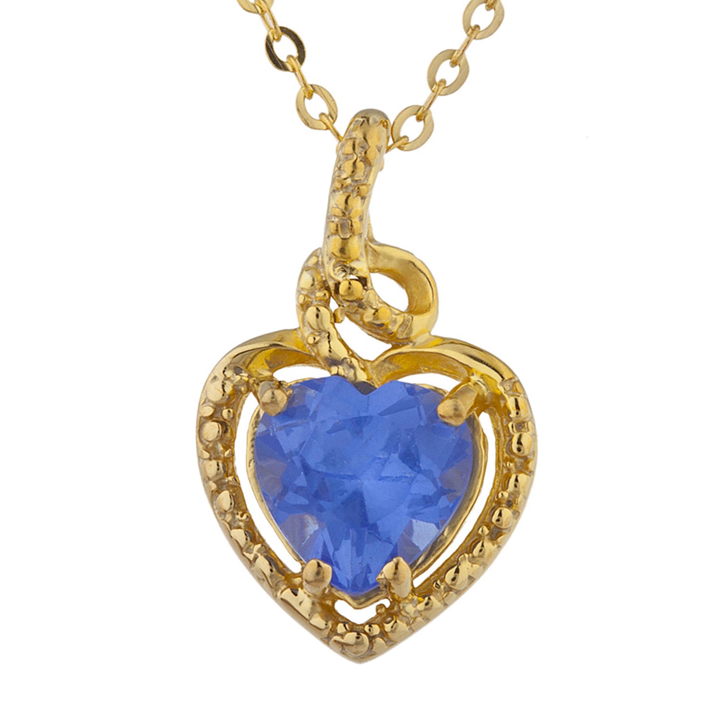 14Kt Yellow Gold Plated Tanzanite Heart Design Pendant