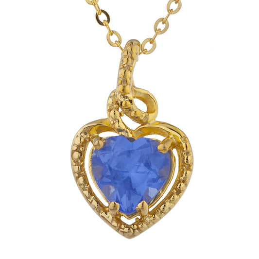 14Kt Yellow Gold Plated Tanzanite Heart Design Pendant