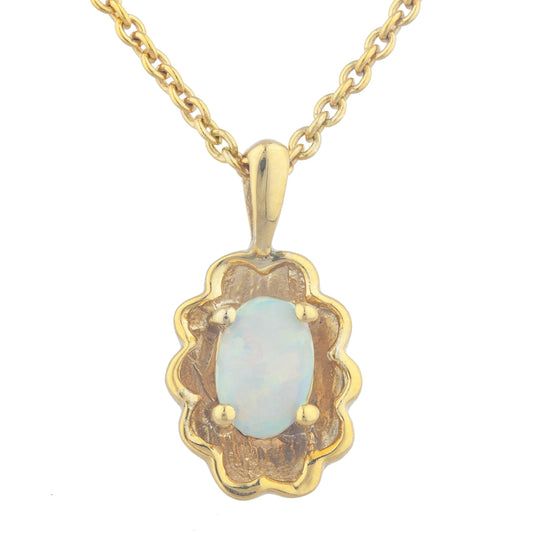 14Kt Yellow Gold Plated Opal Oval Design Pendant