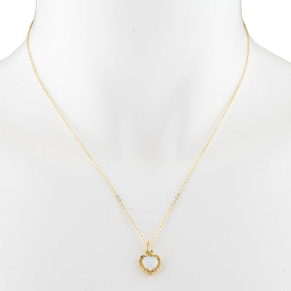 14Kt Gold Opal Heart Design Pendant Necklace