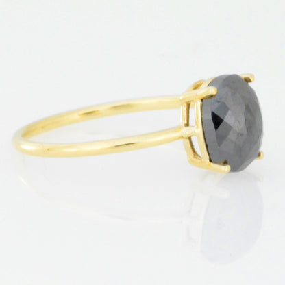 14Kt Gold 1.85 Ct Natural Rose Cut Black Diamond Ring