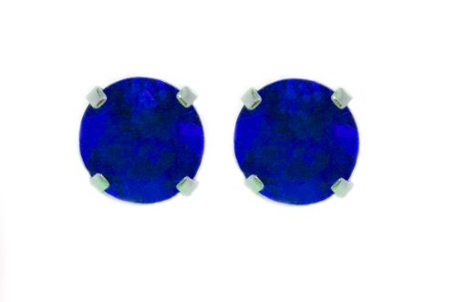 14Kt White Gold Blue Sapphire Round Stud Earrings