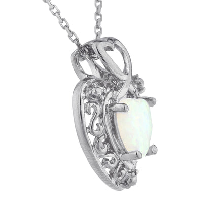 Opal Heart Design Pendant .925 Sterling Silver