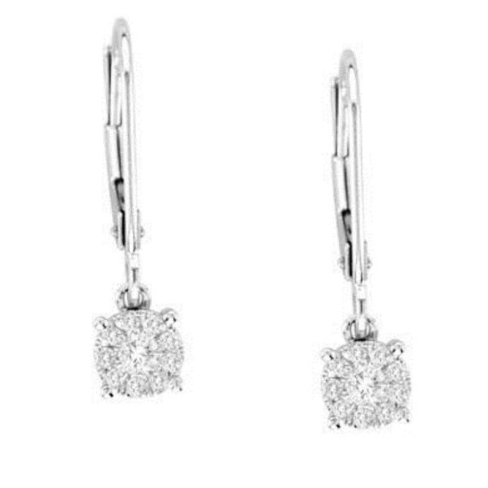 14Kt White Gold 0.20 Ct Diamond Leverback Earrings