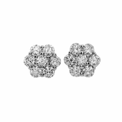 14Kt Gold 1.43 Ct Diamond Cluster Earrings