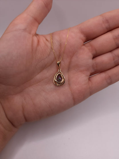 14Kt Gold 2 Ct Natural Mystic Topaz Pear Teardrop Design Pendant Necklace