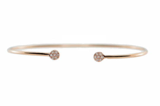 14Kt Gold Diamond Cluster Bangle Bracelet