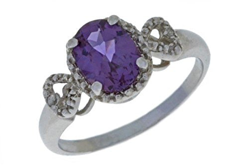 2 Ct Alexandrite & Diamond Oval Heart Ring .925 Sterling Silver Rhodium Finish