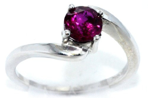 1 Ct Created Ruby Round Ring .925 Sterling Silver Rhodium Finish