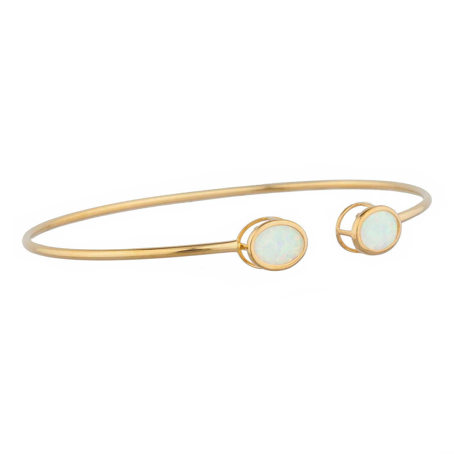 14Kt Gold Opal Oval Bezel Bangle Bracelet